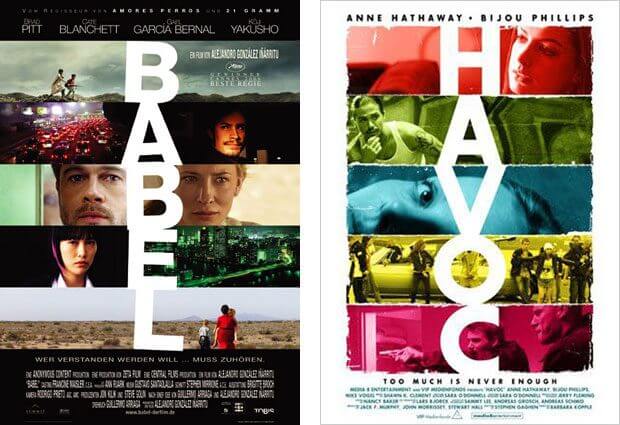 Filmplakate zu „Babel“ und „Havoc“