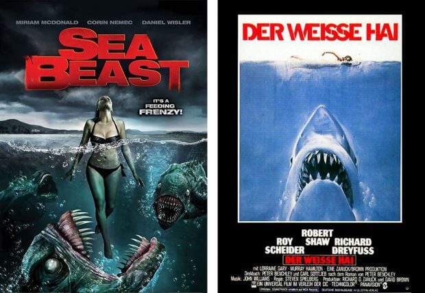 Filmplakate zu „Sea Beast“ und „Der Weiße Hai“
