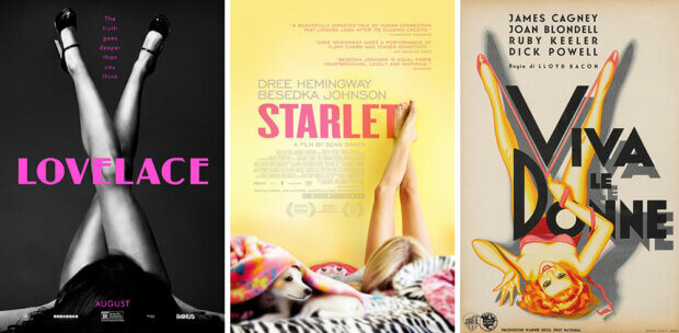 Poster zu „Lovelace“, „Starlet“ und „Parade im Rampenlicht“